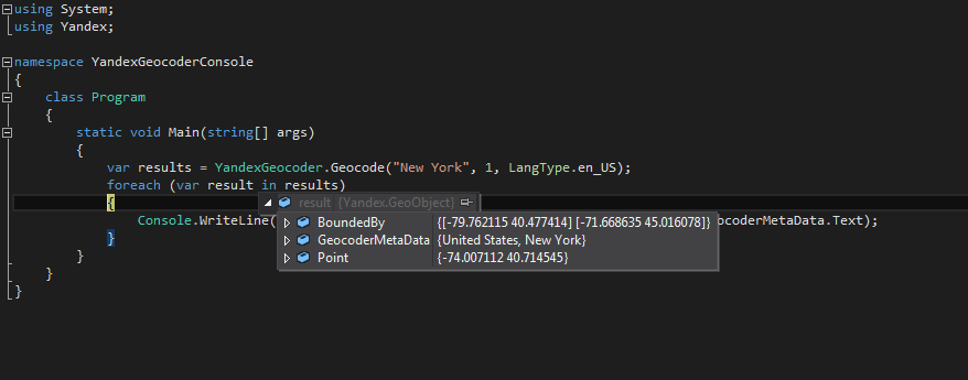 C# Yandex geocoding module